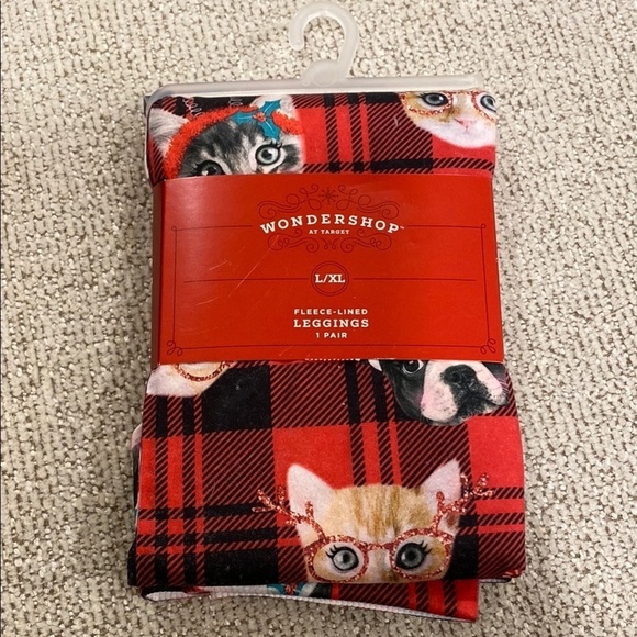 NWT WONDERSHOP FLEECE LINED LEGGINGS 1 PAIR DOGS AND CATS SIZE L/XL - Picture 1 of 4